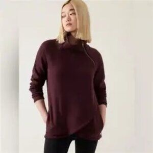 Athleta Cozy Karma Asym Pullover High Neck Sweatshirt Med